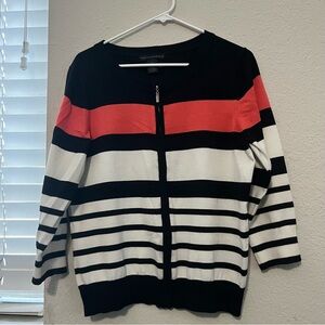 extra large grace elements black, salmon, and white zipped cardigan